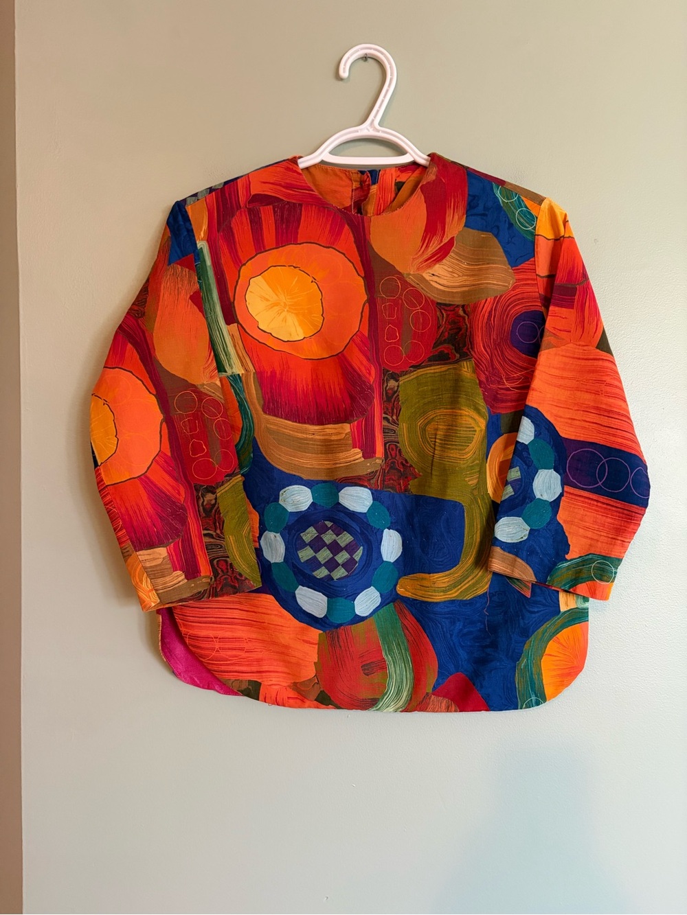 Michael London VTG Cosby Artsy Top Colorful Abstract M Eclectic Grandpa Rave